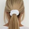 Humidity Lifestyle White Linen Scrunchie Accessories