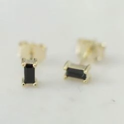 Sophie You Rock Rectangle Studs Black Gold