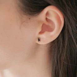 Sophie Accessories You Rock Rectangle Studs Black Silver