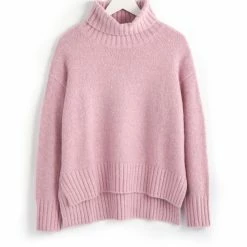 Among The Brave Zealous Petal Soft Raglan Stepped Hem Roll Neck Knit