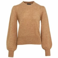 Among The Brave Zesty Old Gold Mohair Blend Balloon Sleeve High Neck Cropped Knit