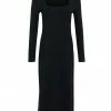 Among The Brave Ziggy Black Square Neck LS Rib Midi Dress Fashion