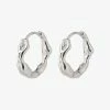 Pilgrim Zion Textured Silver Huggie Hoop Earrings Accessories