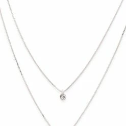 Pilgrim Lucia Pi Silver Double Necklace With Crystals