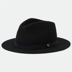 Brixton Messer Packable Fedora Black Wool Felt Hat