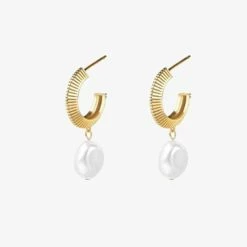 Silver Linings Aada Pearl Gold Hoop Earrings