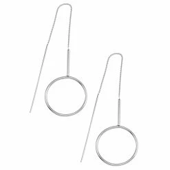 Jolie + Deen Aggy Silver Hoop Thread Earrings
