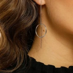 Jolie + Deen Aggy Silver Hoop Thread Earrings