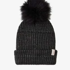 Brixton Alison Black Grey Beanie With Pompom