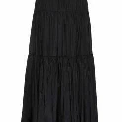 Among The Brave Fashion Sensational Black Tiered Satin Tie Waist Maxi Skirt