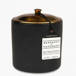 Paddy Wax Gifts For Her Hygge Bergamot + Mahogany Ceramic Large Candle Brass Lid 425g