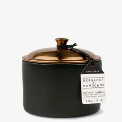 Paddy Wax Hygge Bergamot + Mahogany Ceramic Small Candle Brass Lid 140g Gifts For Her
