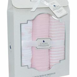 Living Textiles Blush Muslin Wraps 3pk