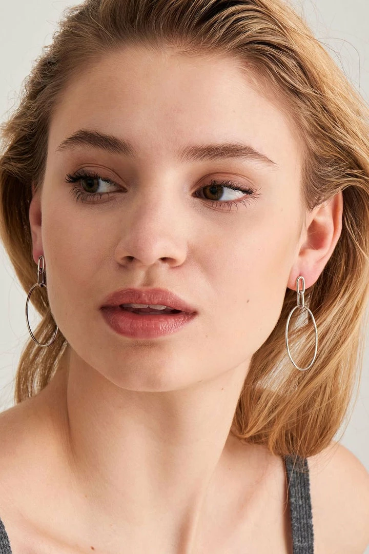 Ania Haie Chain Reaction Cable Link Large Fine Silver Hoop Earrings