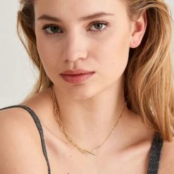 Ania Haie Chain Reaction T Bar 40cm Gold Necklace