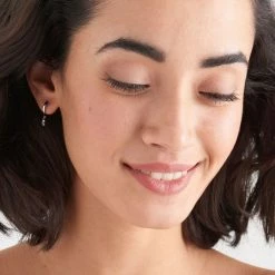 Ania Haie Glow Getter Silver Huggie Hoops With Crystal Drop Accessories