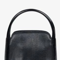 Brie Leon Evie Small Crossbody Black Lizard Bag With Top Handle Accessories