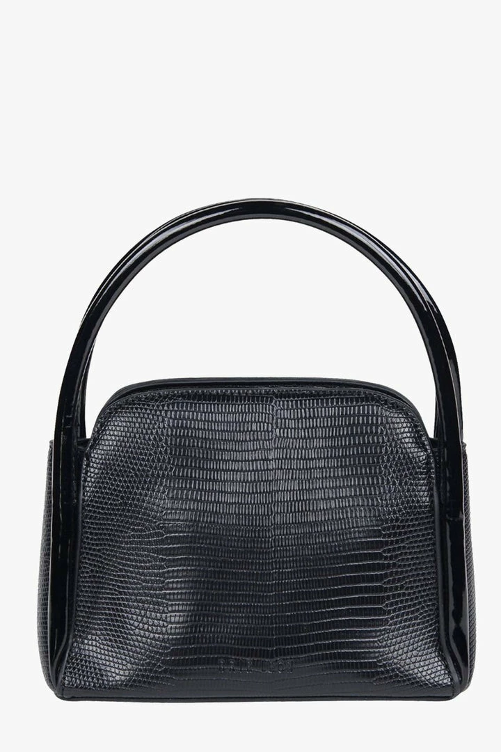 Brie Leon Evie Small Crossbody Black Lizard Bag With Top Handle Accessories