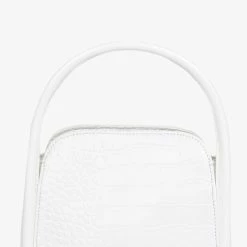 Brie Leon Accessories Evie Small Crossbody White Matte Croc Bag With Top Handle