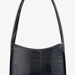 Brie Leon Mila Black Lizard Patent Shoulder Bag Accessories