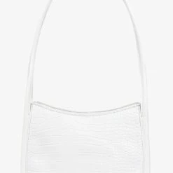 Brie Leon Accessories Mila White Matte Croc Patent Shoulder Bag