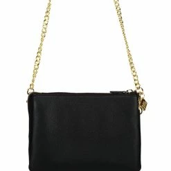 Saben Accessories Tilly's Big Sis Black Multi Pocket Chain Strap Leather Large Clutch