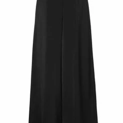 Among The Brave Super Luxe Black Elastic Waist Wide Leg Satin Pant Fashion