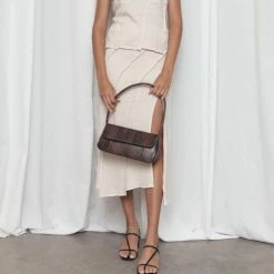 Brie Leon The Camille Dark Brown Snake Bag