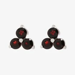 Silver Linings Accessories Casanova Silver Studs With Three Black Garnets