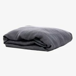 George Street Linen Belgian Washed Linen Charcoal King Fitted Sheet