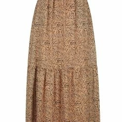 Charlie Holiday Whitney Abstract Brown Animal Tiered Maxi Skirt Fashion