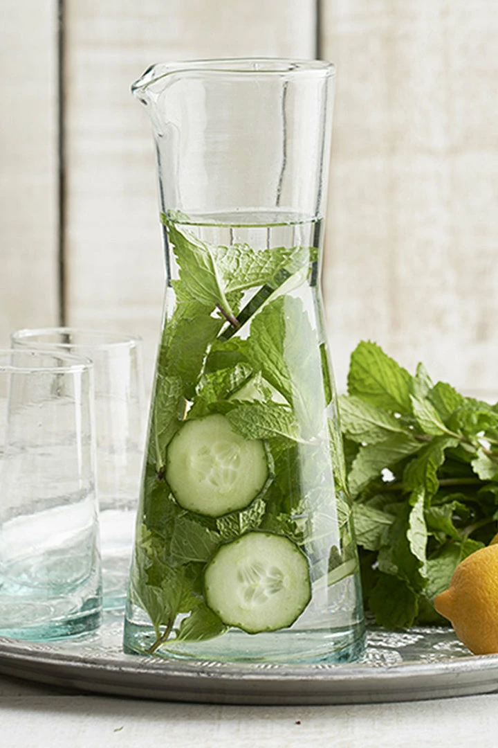 Beldi Table & Kitchen Clear Blue Flared Tall Carafe 25cm