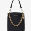 Saben Accessories Coco Black Leather Bucket Bag With Gold Chain Detailing