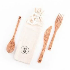 CaliWoods Coconut Wood Cutlery Set