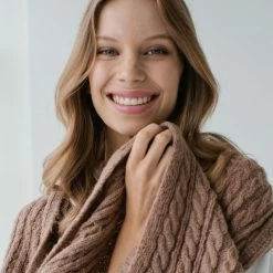 Sophie Accessories Cosy Oat Cable Mohair Blend Woven Scarf
