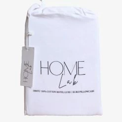 Home Lab 1000TC 100% Cotton Hotel Luxe Euro Pillowcase White Cushion, Throws & Linen