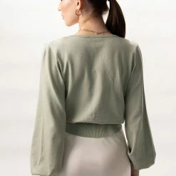 Among The Brave Cross My Heart Mint Green Relaxed Balloon Sleeve Ballerina Knit