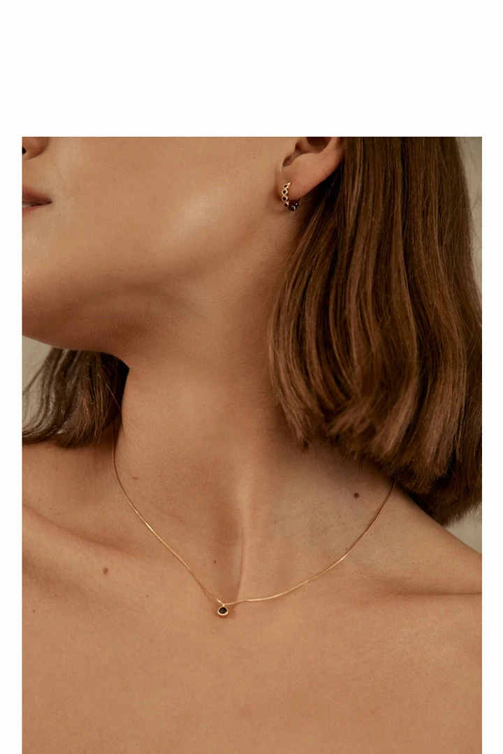 Brie Leon 925 CS Black Redondo Pillar Gold Sleeper Earrings