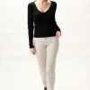 Among The Brave Desire Black LS V Neck Rib Knit Top