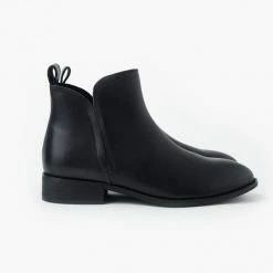 Walnut Douglas Black Leather Ankle Boot