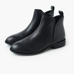 Walnut Douglas Black Leather Ankle Boot