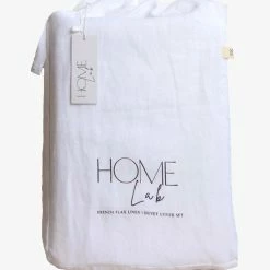 Home Lab Cushion, Throws & Linen 100% French Linen Duvet Cover Set Super King White
