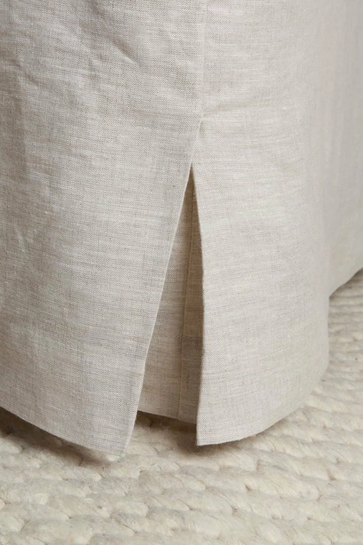 Home Lab 100% French Linen Bed Skirt Queen Natural Oatmeal Cushion, Throws & Linen