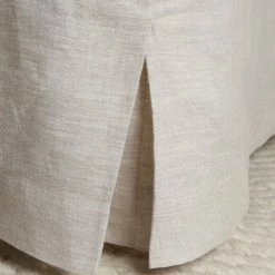 Home Lab 100% French Linen Bed Skirt King Natural Oatmeal