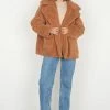 Esmaee Elsewear Toffee Double Breasted Teddy Jacket Fashion