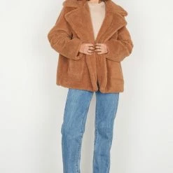 Esmaee Elsewear Toffee Double Breasted Teddy Jacket Fashion