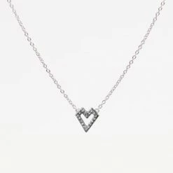 Federation Sparkles Heart Necklace Sterling Silver Clear Zirconia Accessories