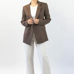 Ivy + Jack Fashion Mason Chocolate Linen Boyfriend Blazer