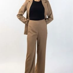 Ivy + Jack Fashion Favourite Walnut Textured Plain Stretch Back Wide Leg Pants