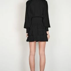 Esmaee Skylar Black Lace LS Mini Dress Fashion